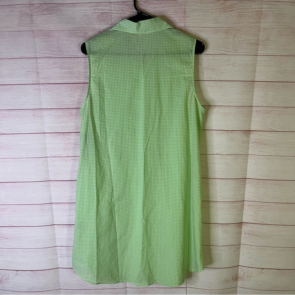 Lauren Ralph Lauren Cotton Gingham Green White Sleeveless Dress Large - Picture 6 of 6